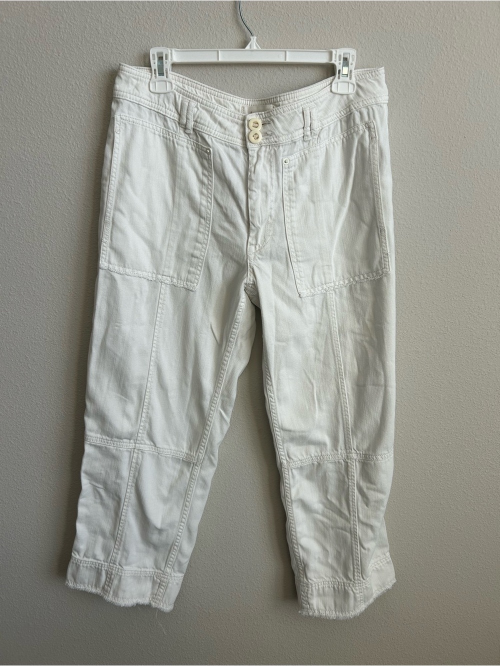 Anthropologie White Cargo Pants Size 30